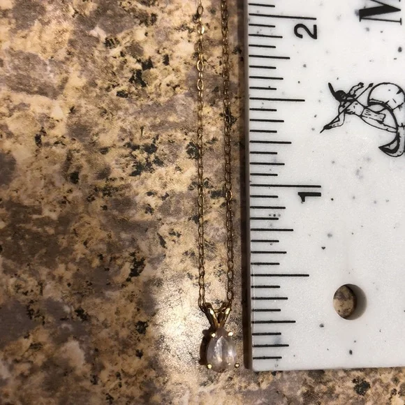 Dainty 14K Yellow Gold Montana Sapphire Pendant on Dainty 14K Chain - Picture 13 of 17